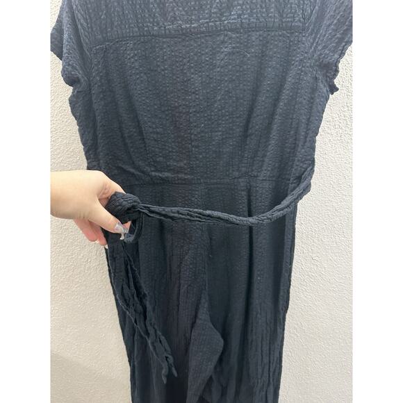 Express Womens Jumpsuit Size Large Black Short Sleeve V-Neck One Piece - Picture 8 of 15